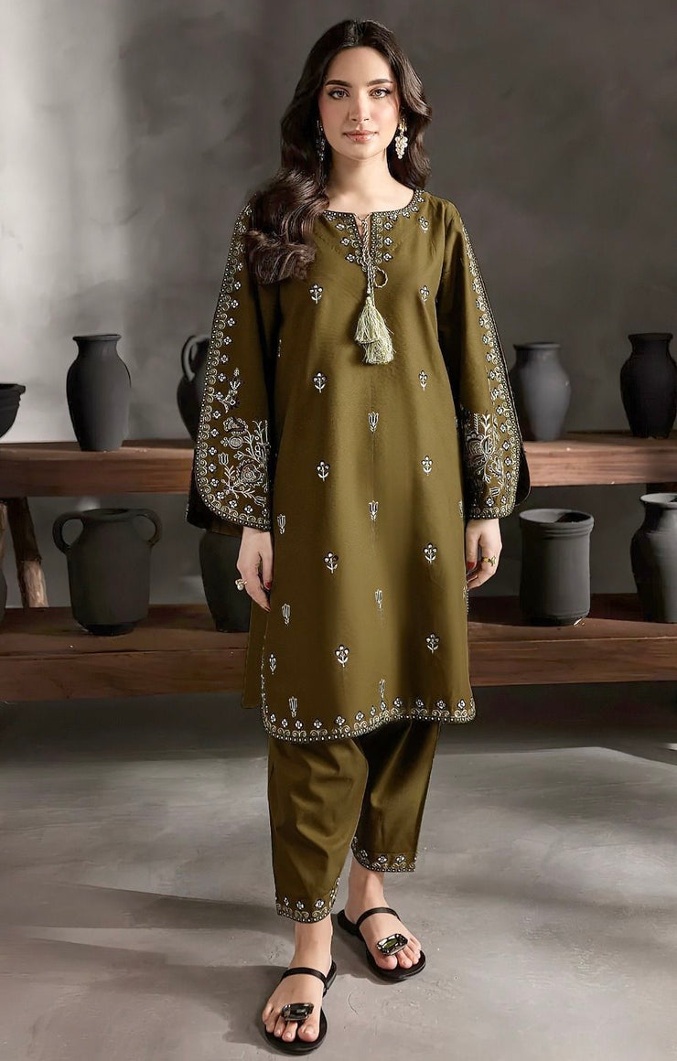 DHANAK 2 PIECE UNSTICHED FULL HEAVY EMB SUIT FOR WINTER 2025-26
