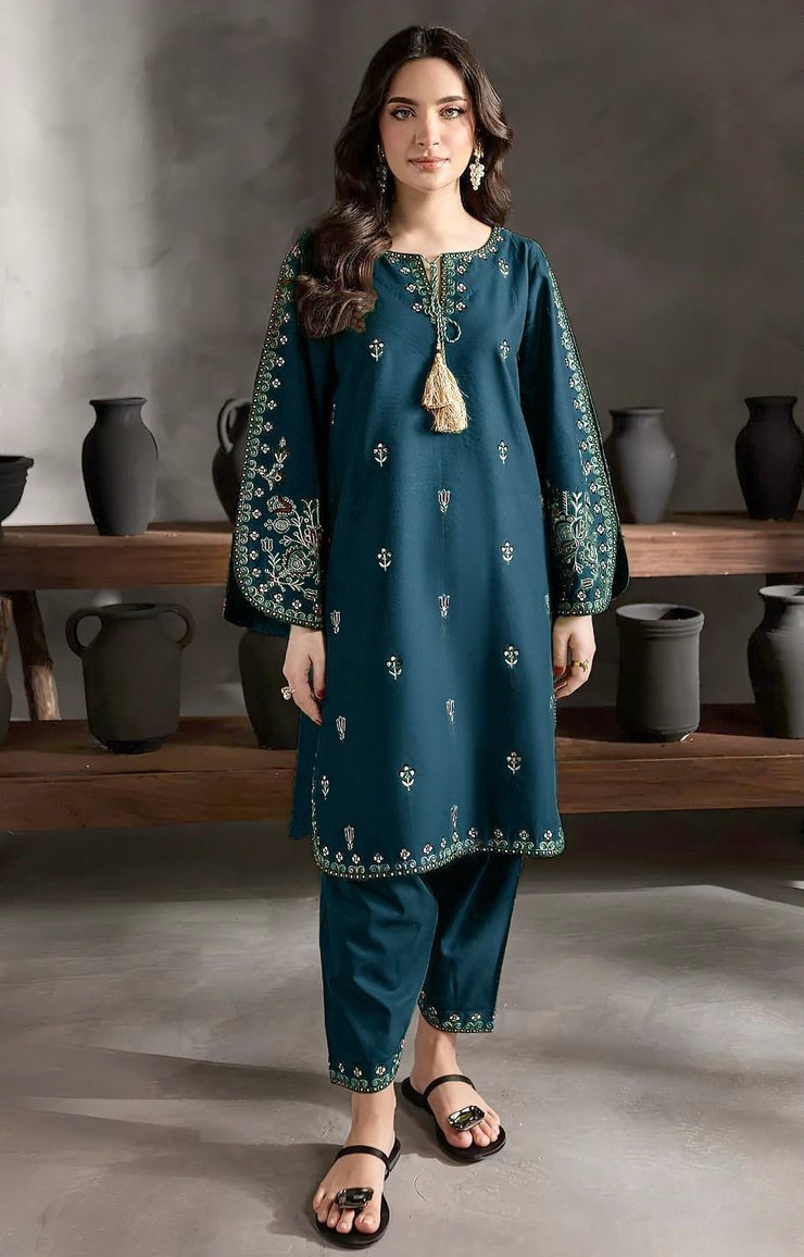 DHANAK 2 PIECE UNSTICHED FULL HEAVY EMB SUIT FOR WINTER 2025-26