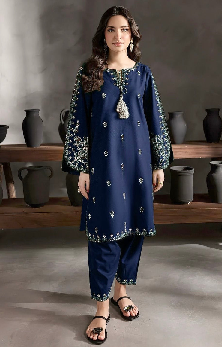 DHANAK 2 PIECE UNSTICHED FULL HEAVY EMB SUIT FOR WINTER 2025-26