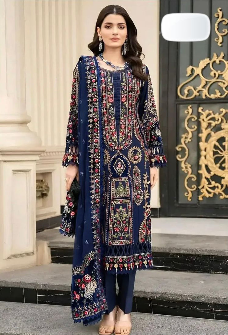 BAREEZE | DHANAK 3 PIECE UNSTICHED FULL HEAVY EMB SUIT WITH HEAVY EMB SHAWL FOR WINTER 2025-26