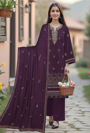 BAREEZE | DHANAK 3 PIECE UNSTICHED FULL HEAVY EMB SUIT WITH HEAVY EMB SHAWL FOR WINTER 2025-26