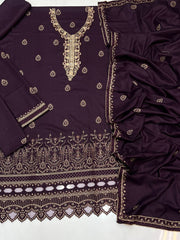 BAREEZE | DHANAK 3 PIECE UNSTICHED FULL HEAVY EMB SUIT WITH HEAVY EMB SHAWL FOR WINTER 2025-26