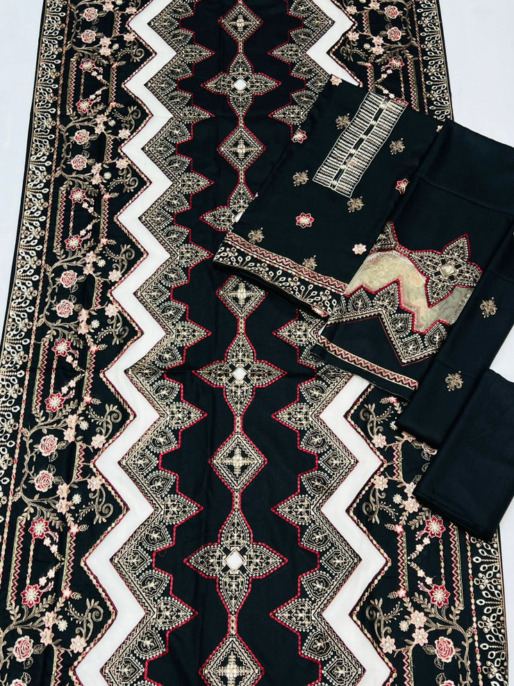 BAREEZE | DHANAK 3 PIECE UNSTICHED FULL HEAVY EMB SUIT WITH HEAVY EMB CUTTWORK SHAWL FOR WINTER 2025-26