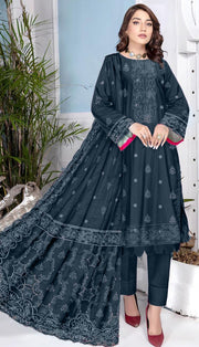 BAREEZE | DHANAK 3 PIECE UNSTICHED FULL HEAVY EMB SUIT WITH HEAVY EMB SHAWL FOR WINTER 2025-26