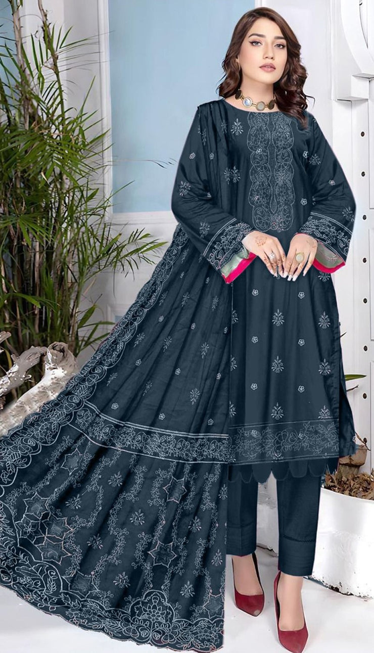 BAREEZE | DHANAK 3 PIECE UNSTICHED FULL HEAVY EMB SUIT WITH HEAVY EMB SHAWL FOR WINTER 2025-26