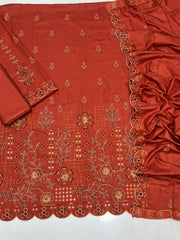 BAREEZE | DHANAK 3 PIECE UNSTICHED FULL HEAVY EMB SUIT WITH HEAVY EMB SHAWL FOR WINTER 2025-26