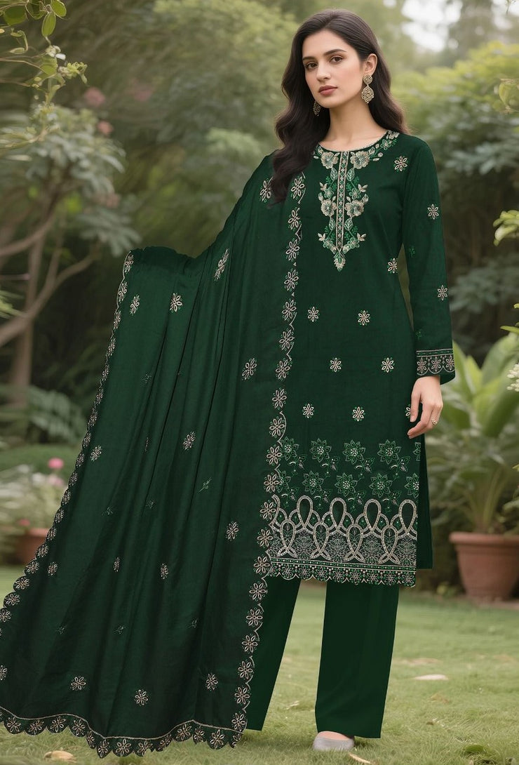 BAREEZE | DHANAK 3 PIECE UNSTICHED FULL HEAVY EMB SUIT WITH HEAVY EMB SHAWL FOR WINTER 2025-26