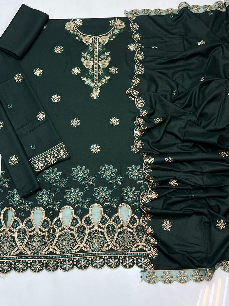 BAREEZE | DHANAK 3 PIECE UNSTICHED FULL HEAVY EMB SUIT WITH HEAVY EMB SHAWL FOR WINTER 2025-26